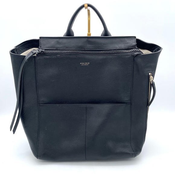 Mina Baie Handbags - Mina Baie Diaper Bag Leather Backpack Women Large Black Good Condition